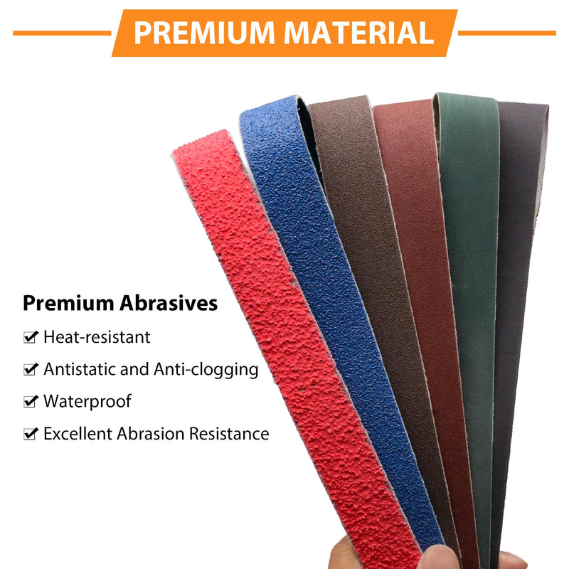1x42 Inch Sanding Belts for Knife Sharpening, 40/80/120/240/400/1000 Grit – Ceramic/Zirconia/Alumina/SiC, for Metal Wood Plastic Polishing Deburring, Fit 1 x 42 Belt Sander,12 Pack 1x42 (Assorted Grits)