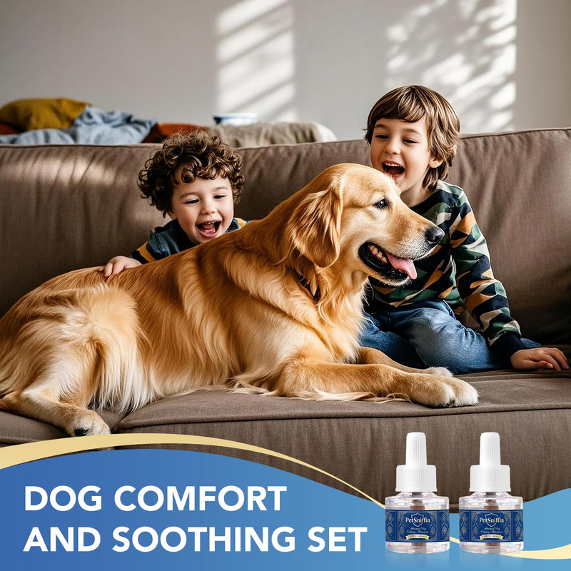 Adanced 180 Day Dog Calming Diffuser, Calming Pheromones Diffuser Kit Appeasing Pheromone Diffuser to Calm (6Refill+Interactive GiftCard) for Anxiety Relief Reduce Aggression Fighting Barking Stress