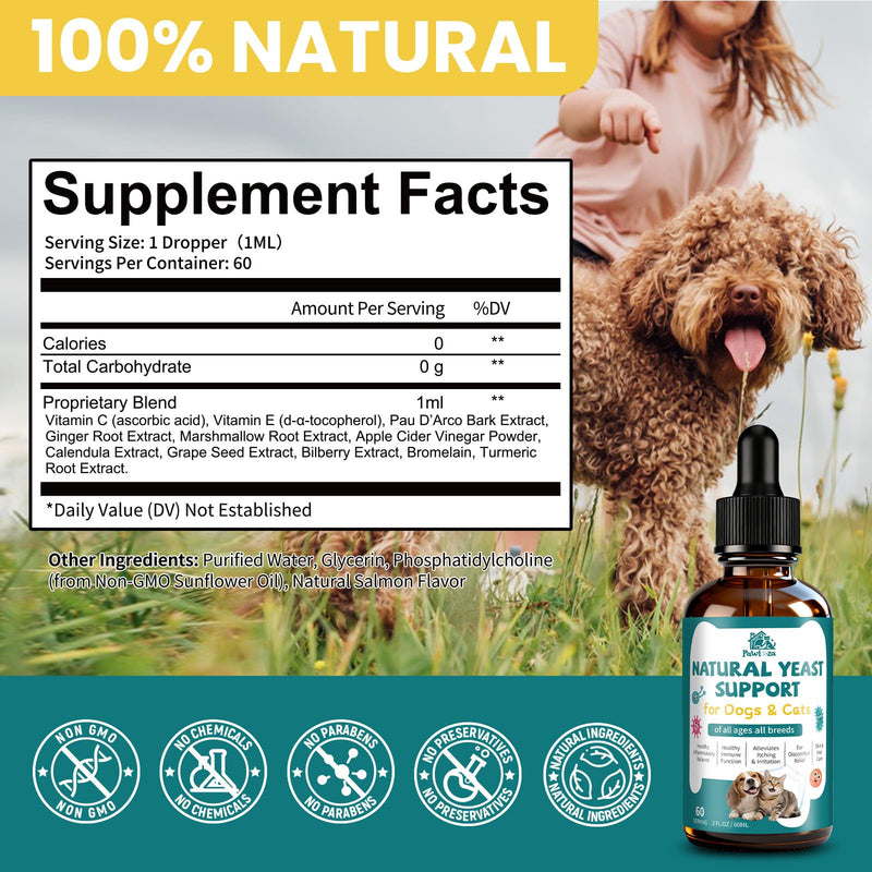Yeast Infection Treatment for Dogs & Cats, Supports Healthy Itch, Inflammation, Irritation & Allergy Relief, Dog Ear Infection Treatment, Skin & Hair Care, Safe Natural & Effective Drops