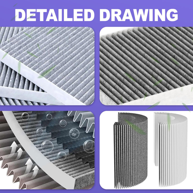 4 Pack Activated Carbon Cabin Air Filter for Kenworth T660 T680 T800 T880 & Peterbilt 567 579 | Replaces X1987001, AF55839, P640110, PA30093, 4070948C1, 24479 4 PACK