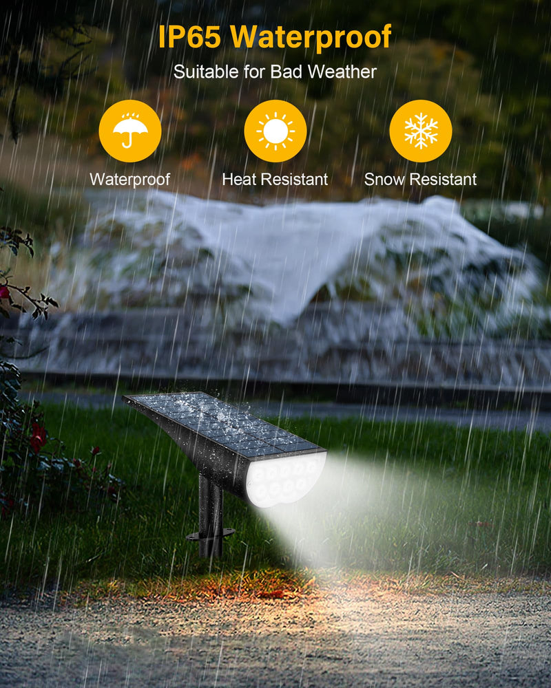 Solar Spot Lights Outdoor Waterproof, 3 Lighting Modes Solar Landscape Lights for Outside, Dusk to Dawn IP65 Waterproof Outdoor Solar Lights for Yard Pathway Driveway Landscape, Cold White, 1 Pack