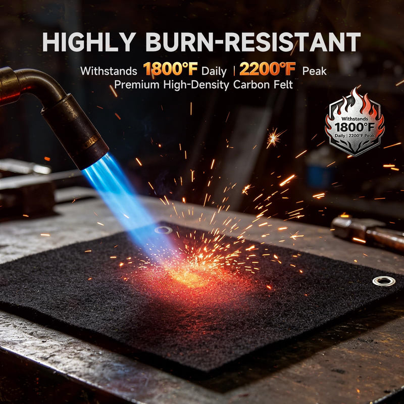 Carbon Felt Welding Blanket Fireproof 20 x 36" 2 Pcs, High-Density Heat Resistant Fabric & Heavy Duty Soldering Mat, Flame Retardant Welding Heat Shield for Plumbers, HVAC Brazing & Smoker Insulation 20 x 36" - 2 PCS