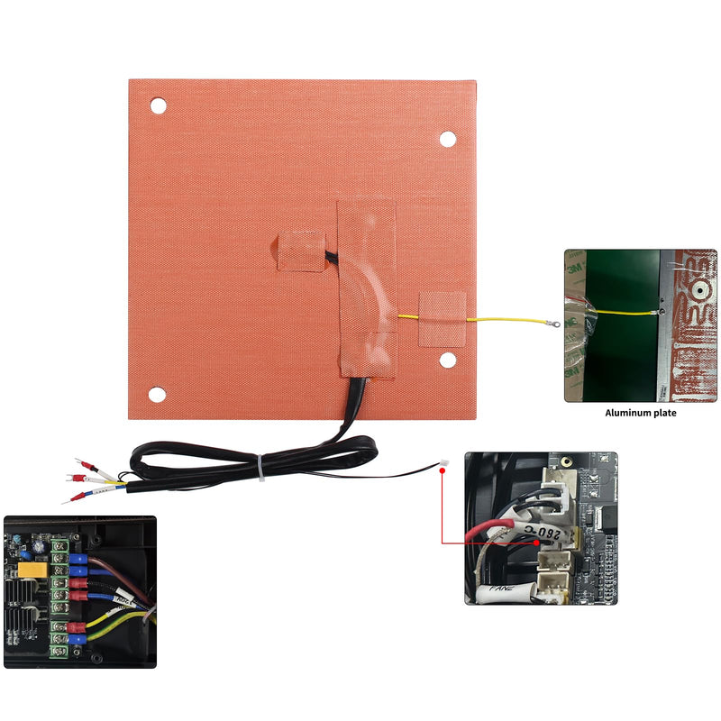 FYSETC 3D Printer Accessories K1 Max Upgraded Part: 120V 800W 11.8X12inch Silicone Mat Heating Bed Built in Bi-Metal Thermostat and Overtemp Protection with Strong Back Adhesive