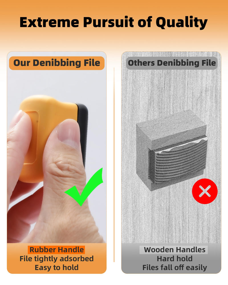 Denibbing File, Paint File Tool for Quick Removal of Paint Imperfections, Two Sided Mini-File Blade for Repairing Paint Retention, Stains on Cars, Drawing Boards (Yellow) Yellow