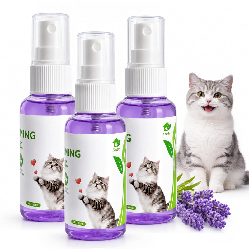 Cat Calming Spray for Indoor Cats, Pheromone-Based Formula for Cat Beds, Carriers, Travel and New Environments, 3 Pack, 2 fl oz Each 3 Pack (2 oz)