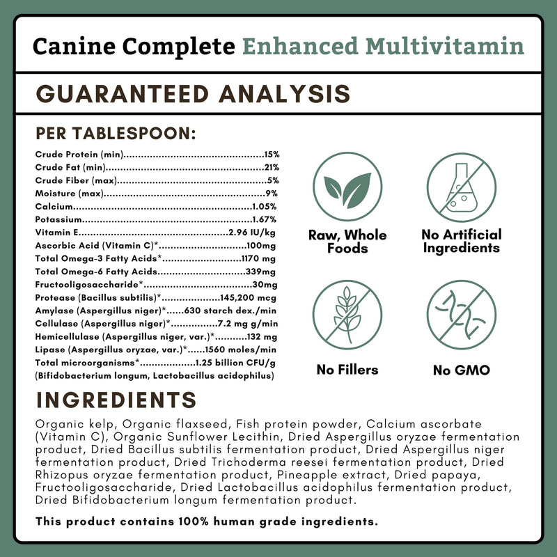 Wholistic Pet Organics Canine Complete & Dog Probiotics Powder - Dog Multivitamins with Prebiotics and Probiotics for Immune System, Digestive Health & Overall Health Support - Promote Daily Wellness