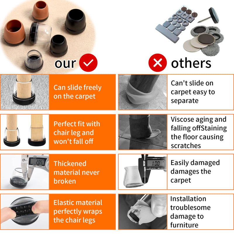 Chair Sliders for Carpeted Floors,16Pcs Chair Glides Square Furniture Sliders Carpet,Teflon Table Leg Protectors Sliders for Carpet,Make Furniture Glides Move Easy(Fit 1.1-1.4", Clear) Square-clear 1.1 - 1.4"