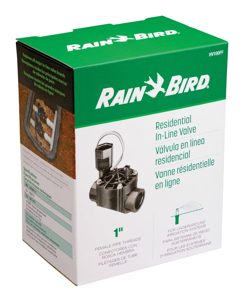 Rain Bird HV100FF High Value in-Line Valve 1" Female Threaded Inlet and Outlet, Compact Design for Tight Installations