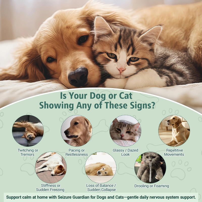 Seizure Guardian for Dogs and Cats – Helps Manage Seizure Symptoms, Helps Calm the Nervous System & Ease Twitching/Restlessness, Natural Herbal Formula with Passionflower & Ashwagandha & More, 2 Fl Oz