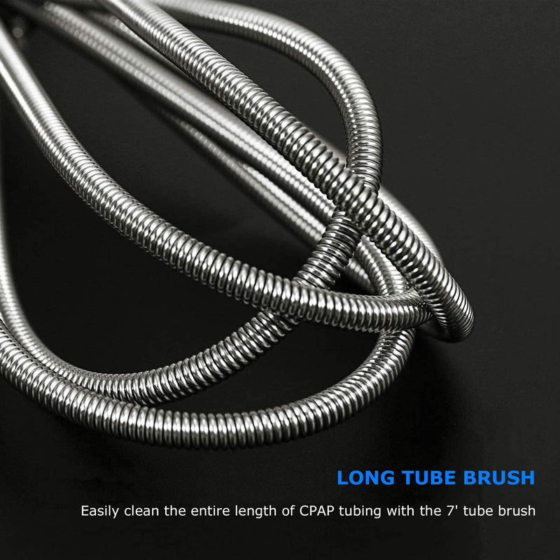 CPAP Tube Cleaning Brush-7 Feet Flexible + 7 Inches Handy Stainless Steel Wire Bristle Brush- Fits for Standard 22mm Diameter Tubing Blue