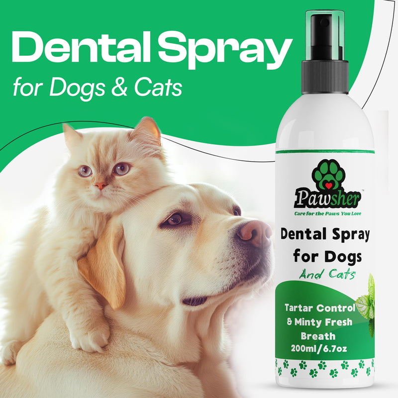 Dog Breath Freshener Spray, Pet Oral Care Spray for Dogs & Cats with Chamomile & Mint, Helps Support Gums, Natural Ingredients Based Dog Bad Breath Solution, 6.7 oz