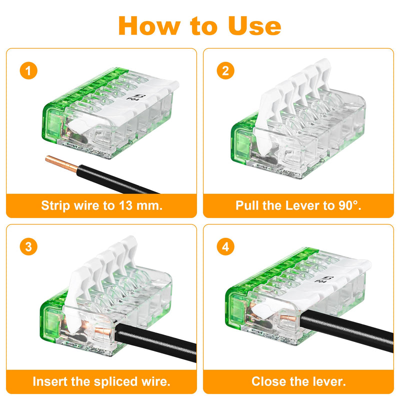 Lever Nuts 78pc Compact Splicing Wire Connector Assortment with Case，Includes (34x) 2 Port, (26x) 3 Port, (18x) 5 Port， AWG 12-24