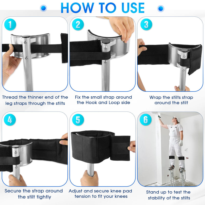 Drywall Stilt Straps, Padded Foam for Comfortable Wearing and Pressure Relief, Suitable for All Brands of Stilts, 2Pcs