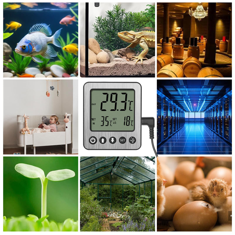 2 pcs Refrigerator Thermometer Freezer Alarm Digital Freezer Thermometer Fridge Thermometer with Extra Sensor high and Low Temperature Alarm (2, Black, ZZ10) small 2