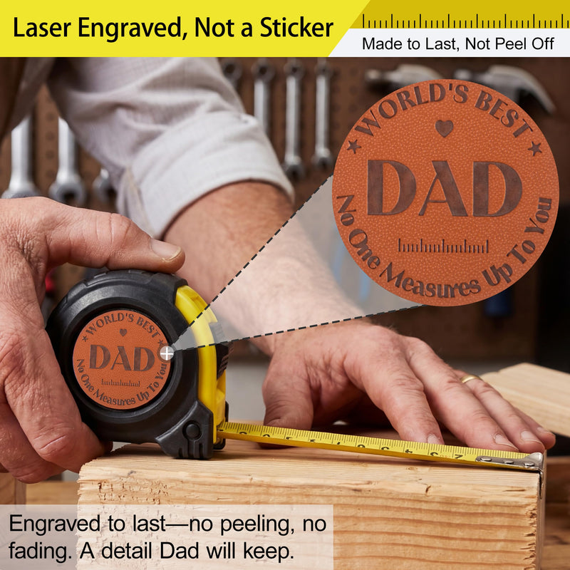 25FT Tape Measure Gift for Dad from Daughter Son - Laser Engraved Dual Scale Measuring Tape - Birthday, Father's Day Tool Gift with Greeting Card