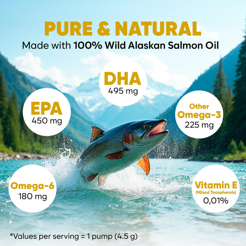 ZENO Wild Alaskan Salmon Oil for Dogs & Cats - Pure Fish Oil for Dogs with Omega 3, EPA & DHA Supplements for Skin & Coat, Joint and Brain Support, Heart & Immune System - 8.5 oz