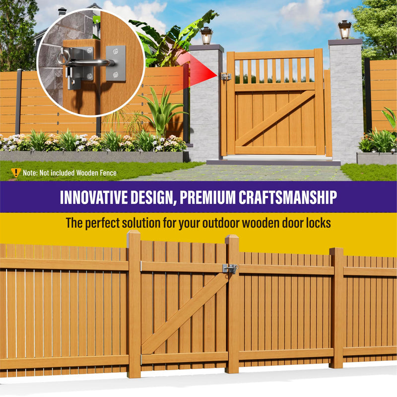 Hulave 304 Stainless Steel Fence Gate Latch, Self-Locking Gravity Gate Latch, Heavy Duty Privacy Gate Latch for Wooden Fence, Metal Gate & Vinyl Fence Gate Hardware (Silver) Silver