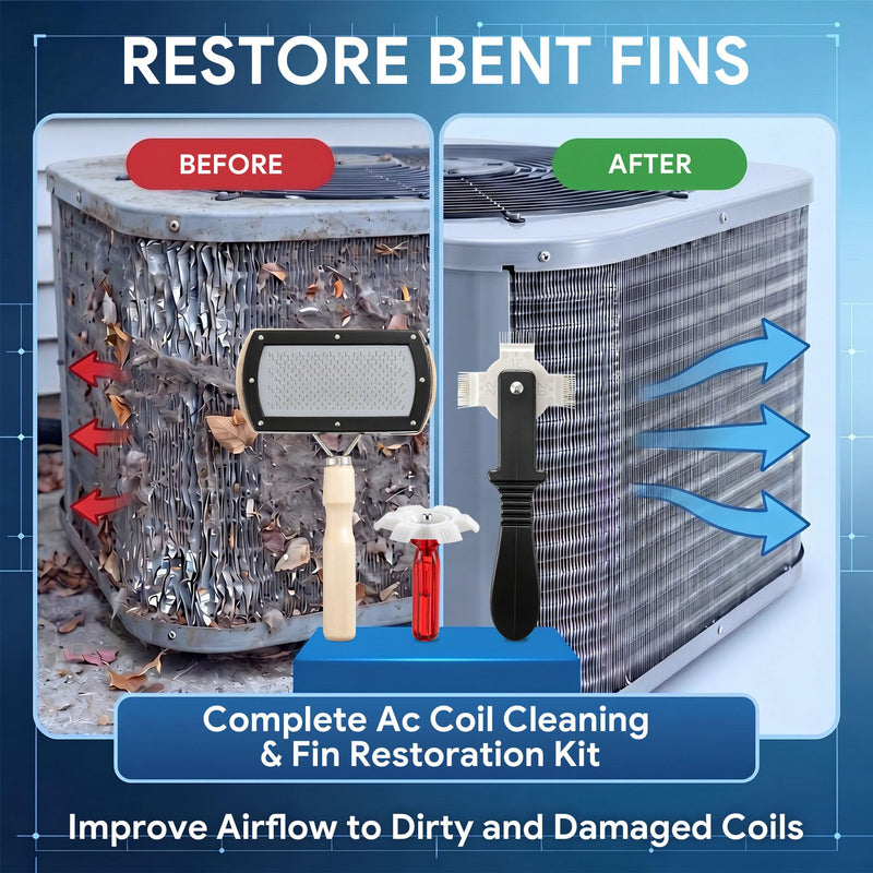 3 Piece AC Fin Comb Coil Cleaning Kit, Covers 8-22 FPI for HVAC, RV & Auto