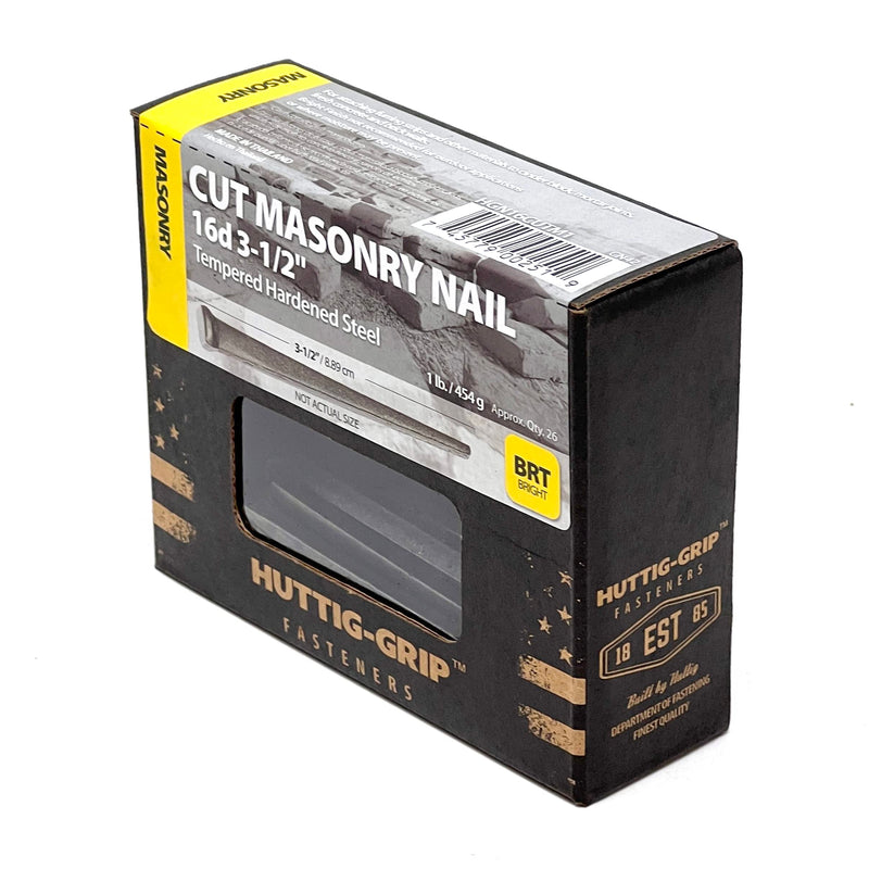 Huttig-Grip 3-1/2 inches Cut Masonry Nail 16d for Furring Strips Mount - 1 lb Pack of 15 Nails 3-1/2 in - 1 lb Pack