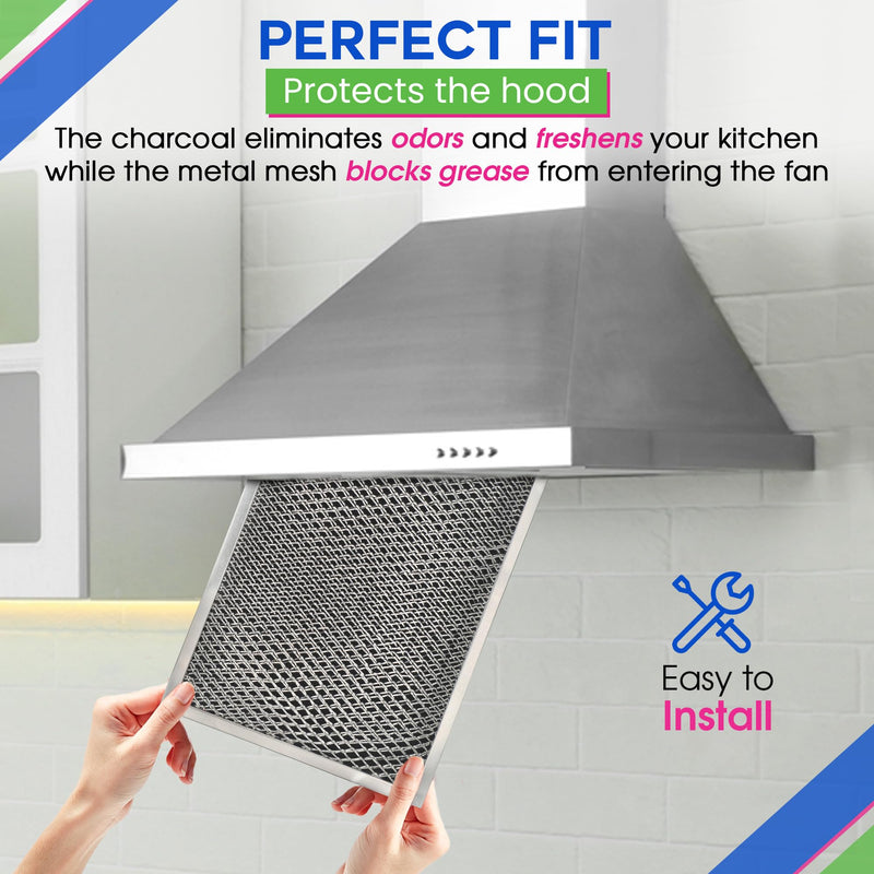 Range Hood Filter 8.50" x 11.25" for LL62F Combo Charcoal Grease Filter - Ductless Broan Range Hood Filter Replacement - Metal Mesh Screen Filters Grease and Carbon Freshens Kitchen Stove Air (2) 2