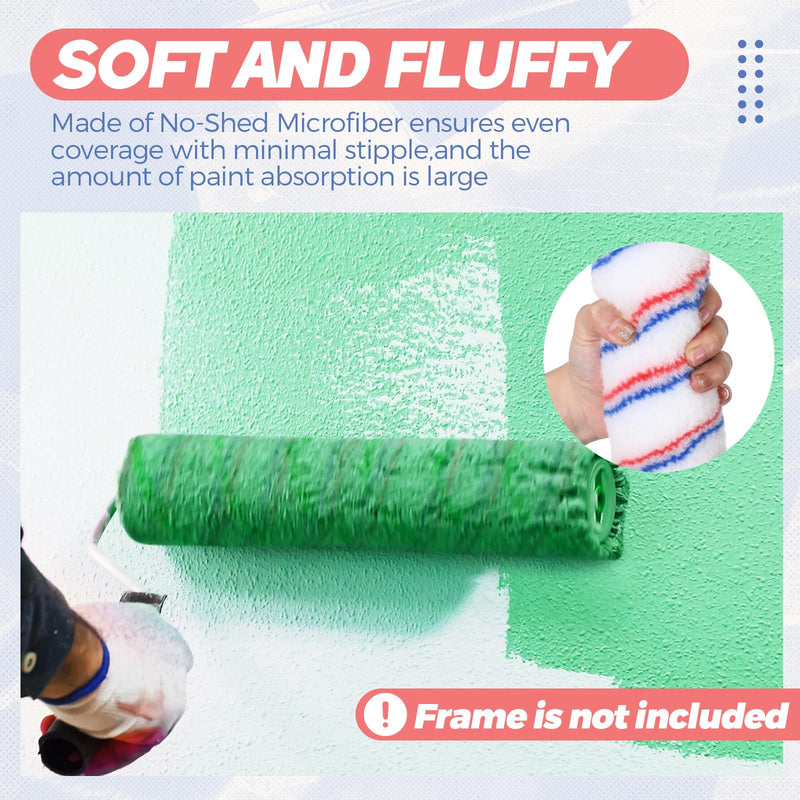 Leumoi 12 Pcs 18 Inch Paint Roller Covers Refill Microfiber, 1/2'' Nap 1/2" Nap