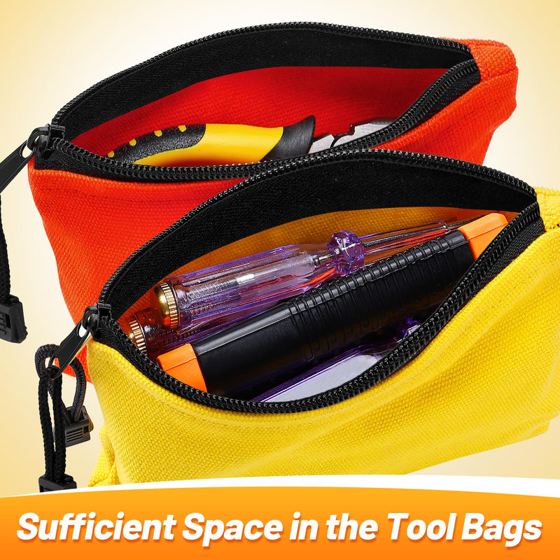 ANPHSIN 4 Pack Canvas Tool Bags Pouches - Heavy Duty Zipper Pouch Set, 7''x4.7'' Multipurpose Small Tools Storage Organizer with Dependable Zipper Blue/Green/Orange/Yellow 7'' x 4.7''