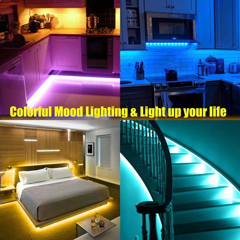 maylit 10 PCS Smart RGB Under Cabinet Lights Kit, Compatible with Alexa and Google Assistant, App and Remote Control, Music Sync Color Changing, Timer, Dimmable, for Cabinet, Counter, Shelf, Bookcase 16.4FT