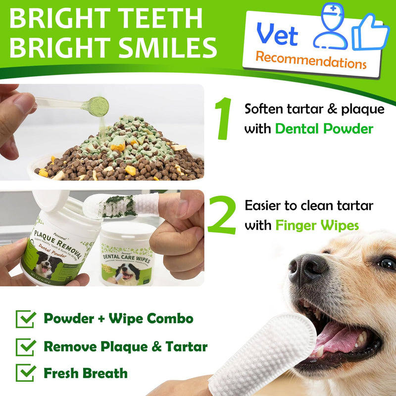 Petstoral Dental Care Wipes for Dogs and Cats, 50 Count, Teeth and Gum Cleaning, Plaque and Tartar Removal Medium（50 Ct）