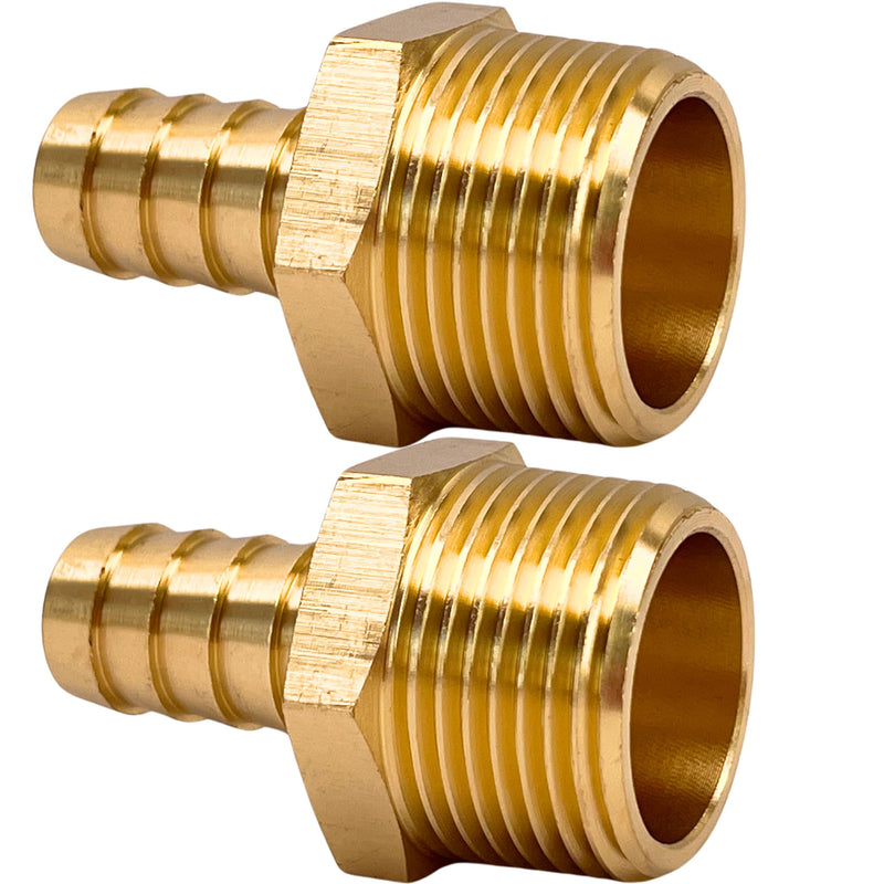 2pcs Brass Hose Barb Pipe Fitting 1/2" Barb x 3/4" NPT Male Adapter Barbed by CX WONDERLAND