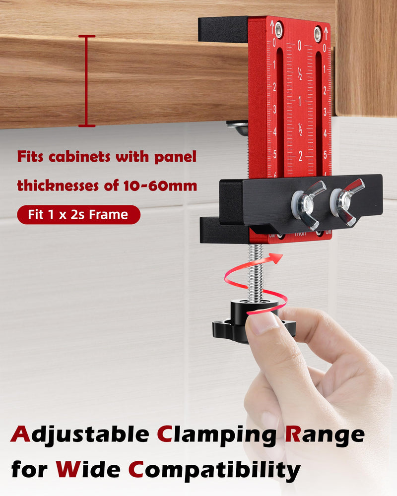 Cabinet Door Installation Positioner, Cabinet Door Mounting Jig for Easy Door Support and Alignment, Cabinet Installation Tool for Mount Hinges, Cabinet Hardware Hinge Jig Clamping Up to 2 3/8" 1 Pack