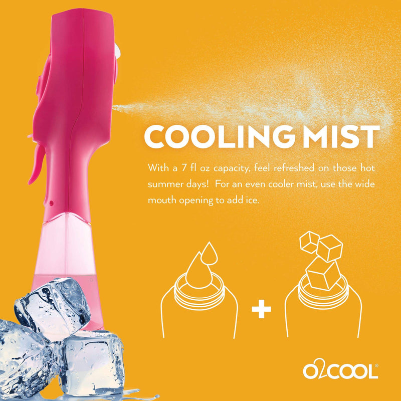 O2COOL 2 Pack Elite Battery Powered Handheld Water Misting Fans (Raspberry) Raspberry