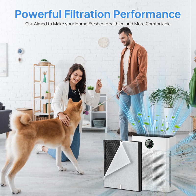 2 Pack PR1 Replacement Filter for Mooka PR1 Air Purifier for Pets Hair Dust white PR1-2Pack-white