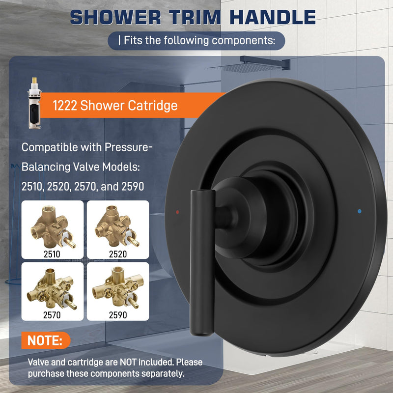 T2901BL Replacement for Moen Gibson Valve Trim Kit Matte Black Handle