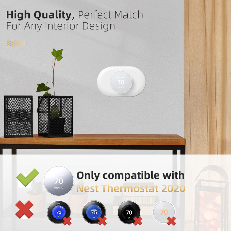 Compatible with Google Nest Thermostat 2020 Wall Plate Cover, Nest Thermostat Trim Kit, Nest Thermostat Wall Plate Cover, Nest Thermostat Accessory Easy Installation - Snow