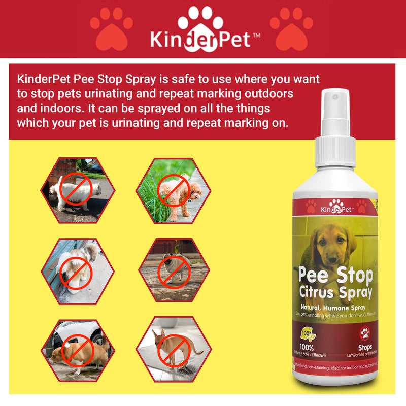 KinderPet Pee Stop Spray Urine Stop for Cat and Dog Repellent Stop Cats and Dogs Repeat Marking Indoors and Outdoors 100% Natural Enzyme Urine Destroyer 250 ML - PawsPlanet Australia
