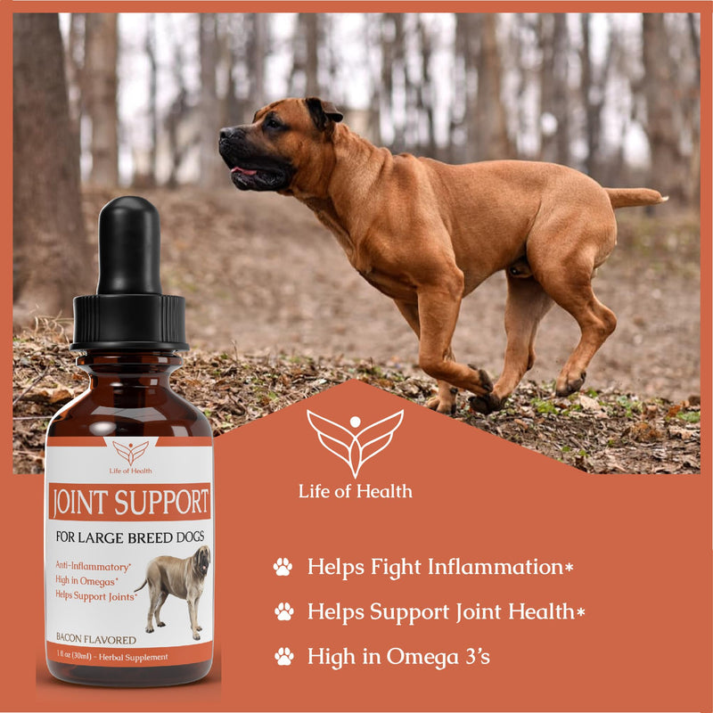 Dog Joint Supplement Large Breed | Dog Hip and Joint Supplement | Dog Joint Pain Relief | Dog Hip and Joint Supplement Large Breed | Dog Hip & Joint Care | Dog Joint Support | 1 fl oz: Bacon Flavor - PawsPlanet Australia