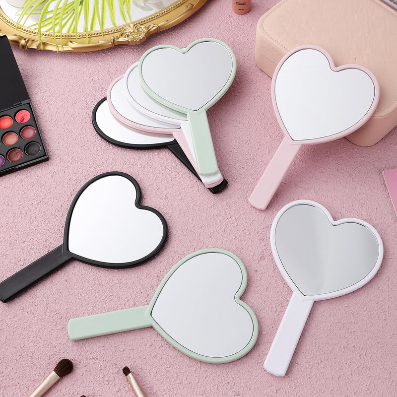 Heart-Shaped Mirror Set of 12 - Portable Handheld Mirrors for Makeup Cute Heart Design Compact Cosmetic Hand Mirror Ideal for Travel and Daily Use