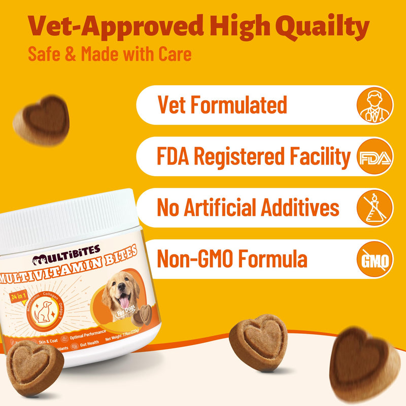 300 Bites Vitamins Supplements and Taurine for Dogs with CoQ10, Glucosamine,Omega 3, MSM - Dog Multivitamins for Heart Health, Immunity Support, Antioxidant Protection 7.76oz