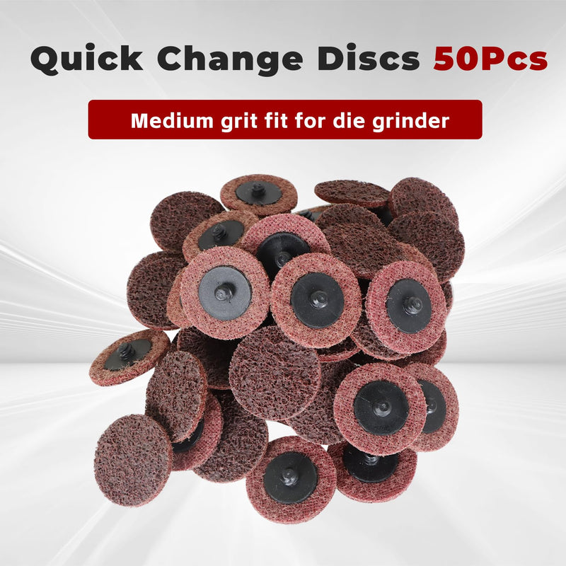 findmall 50Pcs 2 Inch Maroon Quick Change Surface Prep Conditioning Discs, Medium Grit for Cleaning, Finishing and Deburring on All Metals 2 inches