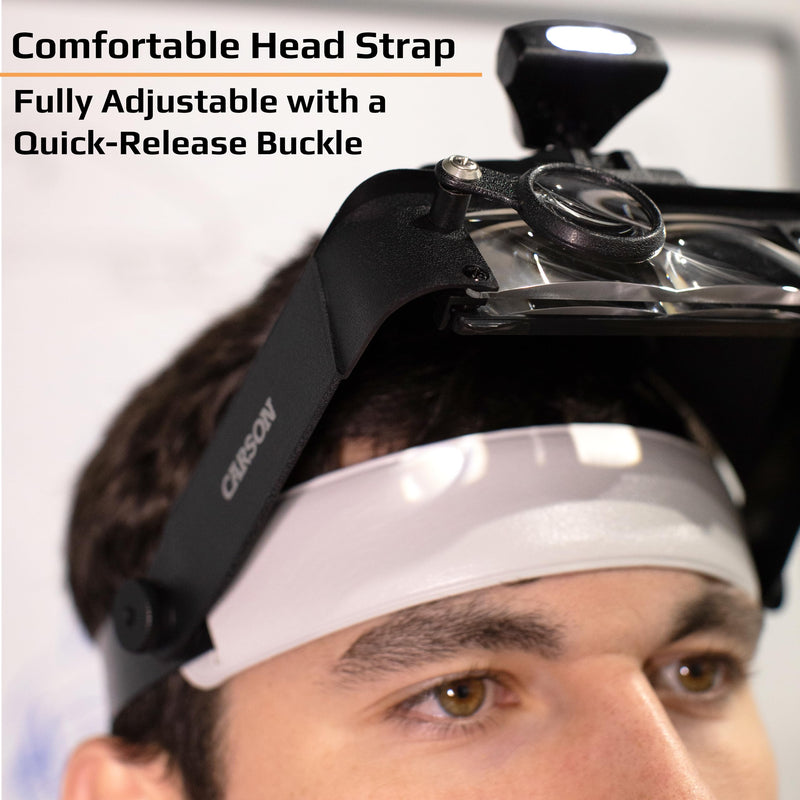 Carson LumiVisor Head Magnifier - Black Head Visor with LED Lighted Magnifier (2x/3x/5x/6x) (LV-10)