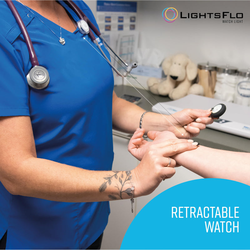 2-in-1 Watch Light for Nurses, Retractable Clip-on Design with Pulse Check Light, Silicone Cover