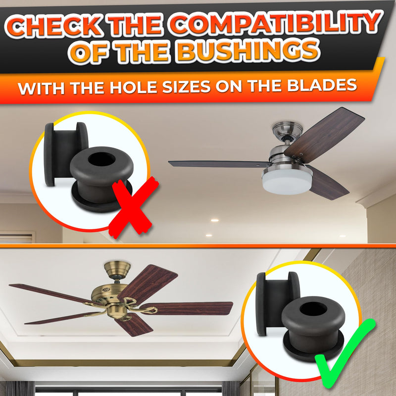 18 Pcs Rubber Grommet Kit for Hunter Ceiling Fan Parts - Grommets for Hunter Fan Blade Grommets Spare Kit - Ceiling Blade Rubber Washers