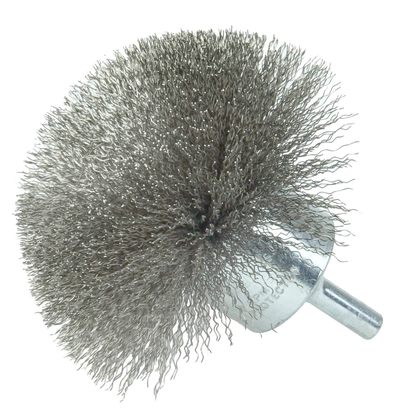 Weiler 10050 3" Circular Flared Crimped Wire End Brush, .008" Stainless Steel Fill, Made in the USA 0.008 Wire Size