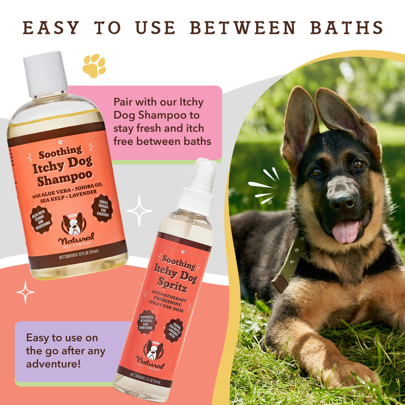 Natural Dog Company Soothing Itchy Dog Shampoo and Dog Spray Deodorizer Perfume, Includes (1) Soothing Itchy Dog Shampoo 12 Oz, (1) Itchy Dog Dog deodorizing Spray 8 Oz - PawsPlanet Australia
