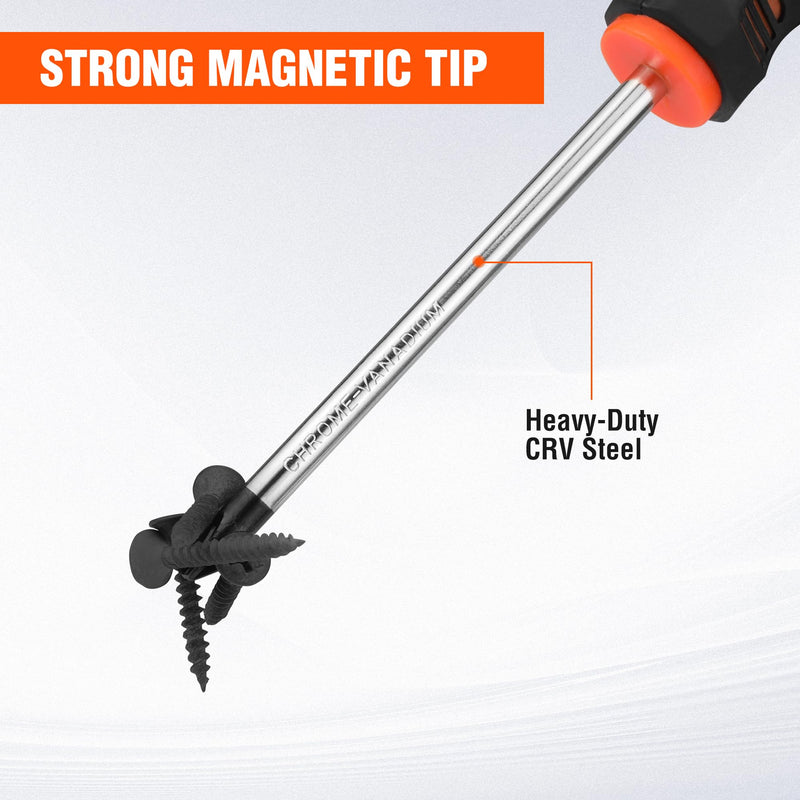 ValueMax 6-Piece Magnetic Screwdriver Set, 3 Phillips and 3 Flat Tip Screwdrivers, Non-slip Handle Screw Driver Set Kit 6 PCS