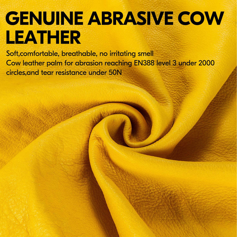 Vgo... Men's Extra-Long Leather Gardening Gloves, Gauntlet with Adjustable Cuff, Puncture & Thorn Proof, Touchscreen (CA9659) Men's Large 1 Pair - Yellow