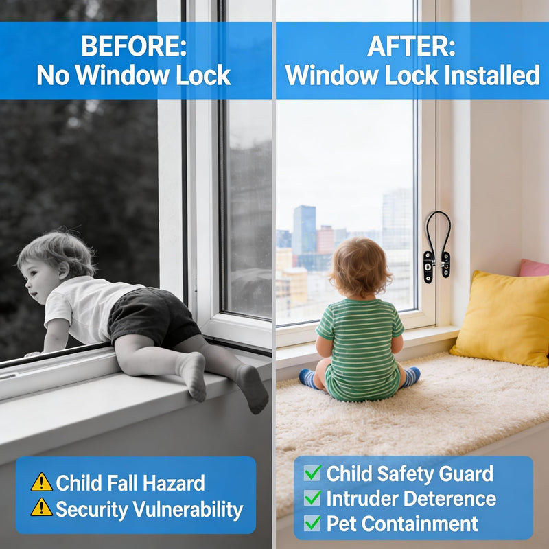 Window Restrictor Locks,Door and Window Opening Restrictor,Sliding Window Security Locks with Keys,Suitable for Home, Office, Hotel, Factory, and Other Anti-Theft Security, with Box 5pcs Black