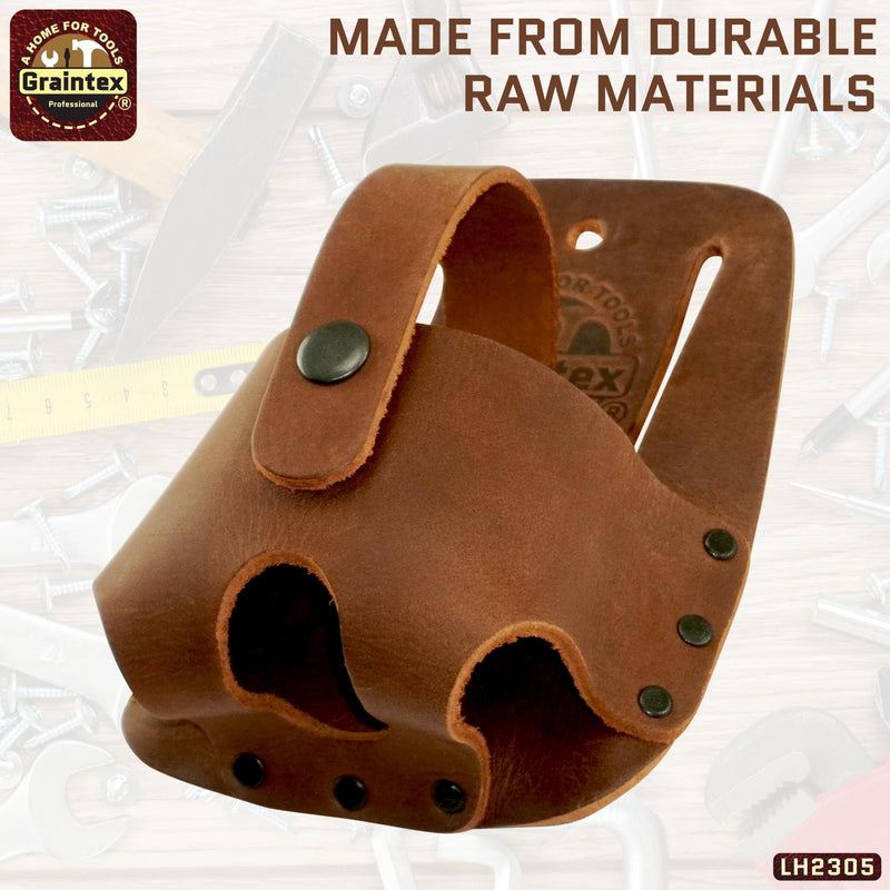 Graintex LH2305 Measuring Tape Holder Top Grain Leather, Wide Belt Tunnel Slot