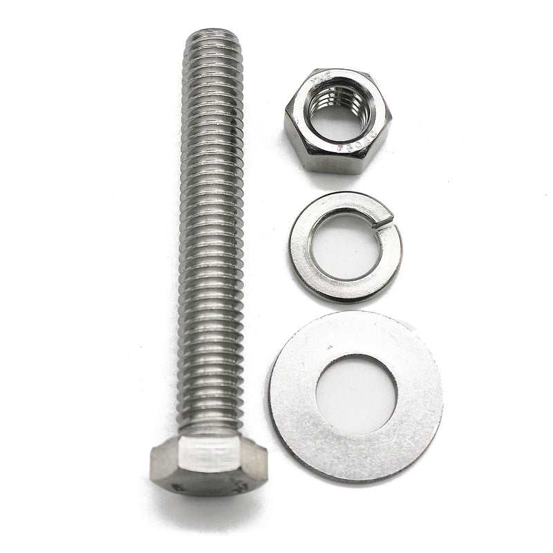 (10 Sets) 1/4-20x3" Stainless Steel Hex Head Screws Bolts, Nuts, Flat & Lock Washers, 18-8 (304) S/S, Fully Threaded by Bolt Fullerkreg (10 Sets) 1/4x3"