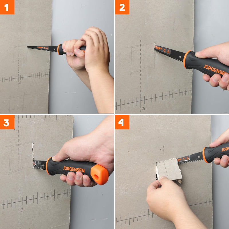 Jorgensen Drywall Saw & 6-inch Jab Saw, Keyhole Saw with Ergonomic Handle,Triple Ground Teeth, Faster Cutting Pumpkin Saw, Sheetrock Saw, Wallboard Saw with 8-TPI Bi-metal Blade,Pumpkin Carving Tools